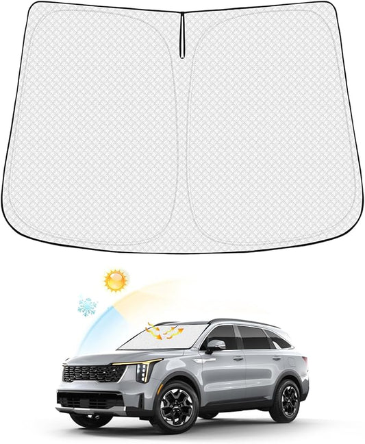 Canvcle Windshield Sun Shade for Kia Sorento 2021-2025 2026 Accessories Thicken 6-Layer Front Window Sunshade Cover Sun Visor Protector Foldable Block UV Rays Keep Vehicle Cool