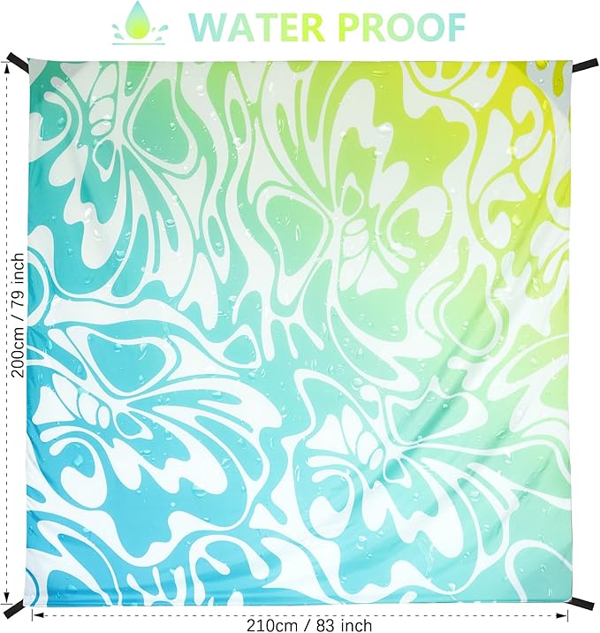 HIHOHO Beach Blanket Waterproof Sandproof Extra Large Beach Mat 79" X 83"/120"x108"for 1-8 Adults Quick Drying Durable Outdoor Picnic Mat for Beach Travel Camping Hiking
