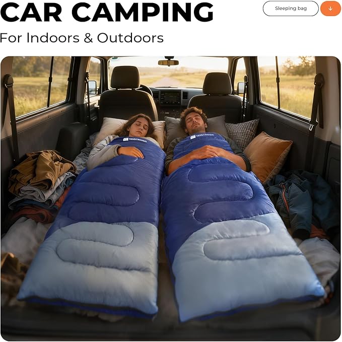Sleeping Bag for Adults Warm Weather, Compact Lightweight Backpacking Sleeping Bag with Compression Sack, Camping Essentials Gear for Hiking Travel Climbing Outdoor & Indoor Use