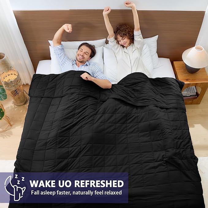 King Size Weighted Blanket for Adults (25 lbs, 80” x 87”, Black) Cooling Heavy Blanket for Sleeping Perfect for 240-260 lbs, Breathable Blanket for Adults & Couple All Season, Machine Washable