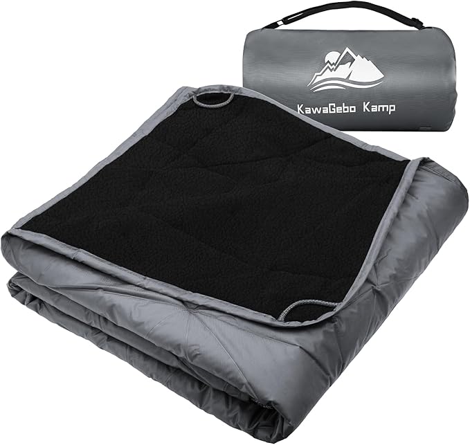 Large Outdoor Waterproof Blanket Extra Thick Fleece Stadium Blanket for Camping, Car, Pet, Picnics - Windproof, Wearable, Machine Washable 80" x 58" (Smoky Gray)