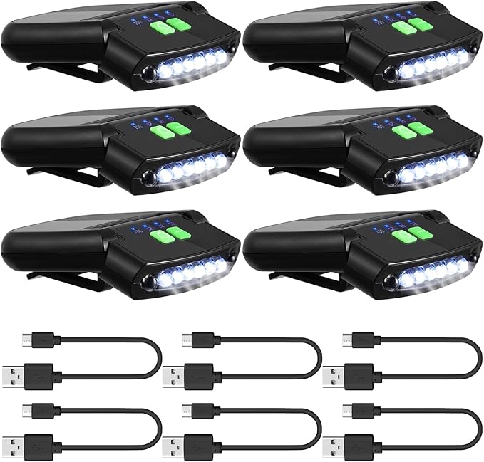 Mudder LED Clip on Cap Lights USB Rechargeable Cap Flashlight Clip Waterproof Ultra Bright Hat Flashlight Headlamp for Fishing Camping Hand Work