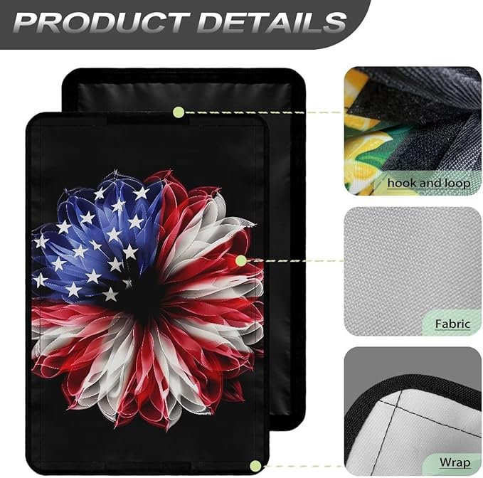 American Flag Flower RV Door Window Shade Cover, RV Door Window UV Protective Cover, Foldable Travel Trailer Motorhome Rv Screen Door Protector, RV Accessories for Inside