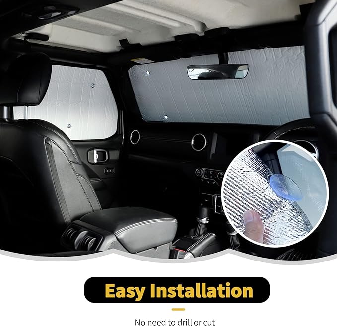 Windshield Sunshade Sun Shade Heat Shield Window Sun Visor Mat for Jeep Wrangler JL 2 Door 2018-2024,6PCS