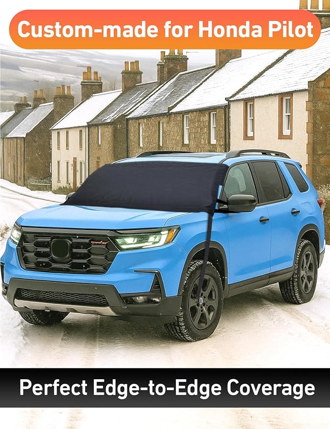 EcoNour Car Snow Cover Compatible for Honda Pilot | Windshield Cover for Ice and Snow with S-Hook Straps | Heavy-Duty 600D Oxford Winter Car Cover, Waterproof & Anti-Slip