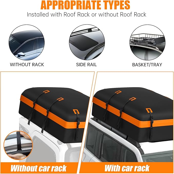 Car Rooftop Cargo Carrier Bag, 27 Cubic Feet Waterproof Soft-Shell Car Roof Bag for All Vehicle with/Without Roof Rack, Include Anti-Slip Mat, Reinforced Straps, Door Hooks and Luggage Lock