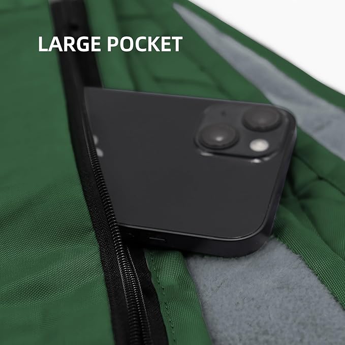Large Outdoor Waterproof Blanket Extra Thick Fleece Stadium Blanket for Camping, Car, Pet, Picnics - Windproof, Wearable, Machine Washable 80" x 58" (Green,Hooded)