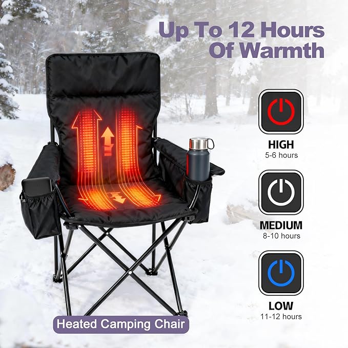 5V2A Battery Pack for Electric Heated Camping Chair, Heated Blanket, Hunting Seat Pad, Sleeping Bag USB Power Bank Camping Work Power (Black, Milliamp Hours, 10000)