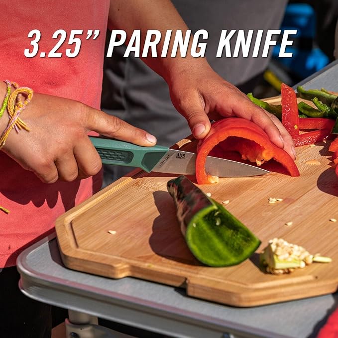 Gerber Gear ComplEAT Knife Set - Camp Cutting Set with Paring Knife with Sheaths, Serrated Utility & Chef's - Dishwasher-Safe