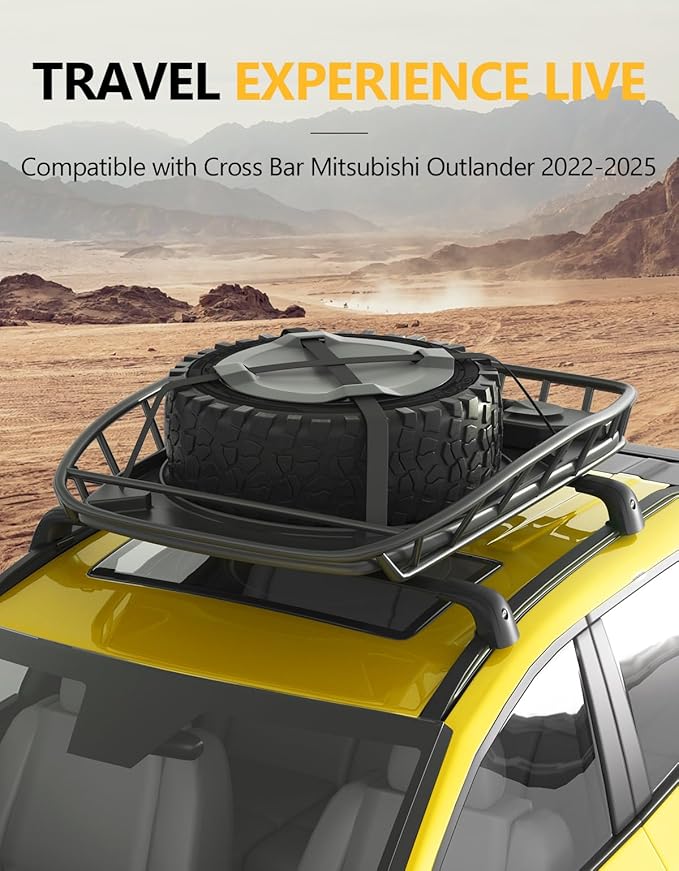 Tuyoung Lockable 220lb Roof Rack Cross Bars Compatible with Mitsubishi Outlander 2022-2026 & Outlander PHEV 2023-2026 (Not for Outlander Sport), Lockable Aluminum Black Crossbar Luggage Rooftop