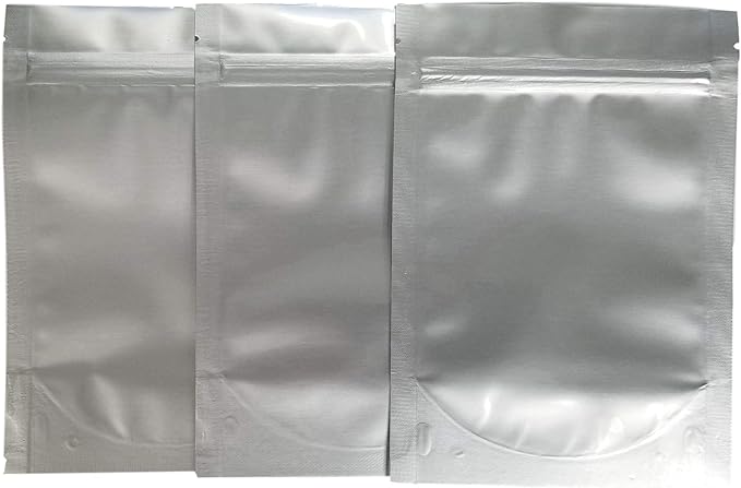 Resealable Stand Up Mylar Bags/Pouches - 7.5 Mil 5"x7"x3" - Genuine Aluminum Foil-Lined Gusset Bag for Long Term Food, Freeze Drying, Survival Storage Container (50 and 100) (50)