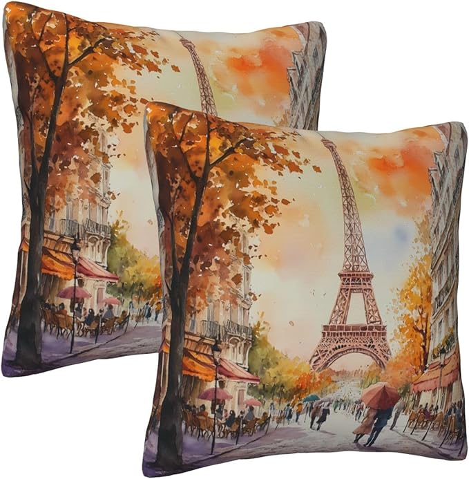 Paris Eiffel Throw Pillow Covers 18x18 inch Set of 2 Pillow Case Cushion Cover for Home Sofa Couch Living Room Car Decor
