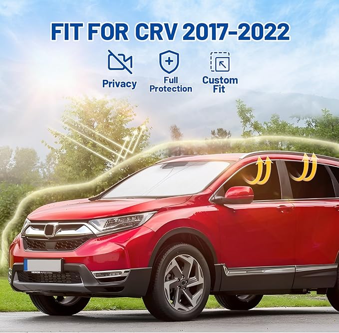 Car Window Shades for Honda CRV 2017-2022 Accessories - Full Set 8PCS Side Window Sunshades with Memory Frame & Blackout Fabric, Privacy UV Shield for Camping/Travel