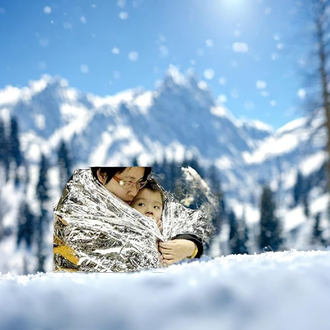 MEETSWEET Emergency Rescue Blanket Outdoor Survival Blanket Waterproof, Windproof, Warm, Sunscreen Lightweight and Portable Suitable for First Aid Bags and Outdoor Camping, Silver, 8pcs