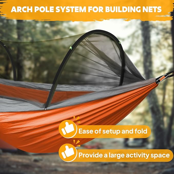 Chihee Ultra-Light Travel Camping Hammock Pop-up Net Hammock 660lbs Load Capacity,Breathable,Quick-Drying Parachute Nylon 2 Premium Carabiners,2 Tree Slings Included for Outdoor Backpacking Hiking