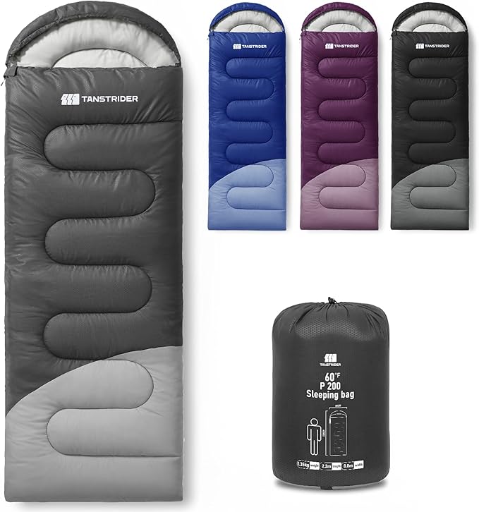 Sleeping Bag for Adults Warm Weather, Compact Lightweight Backpacking Sleeping Bag with Compression Sack, Camping Essentials Gear for Hiking Travel Climbing Outdoor & Indoor Use