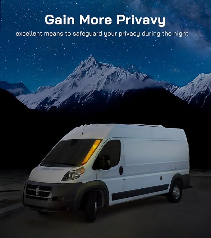 Crew Window Cover for Mercedes-Benz Sprinter 2007-2026, Magnetic Insulated Blackout Sunshade, XPE Foam Core, with Folding Panels， AllSeasonGuard