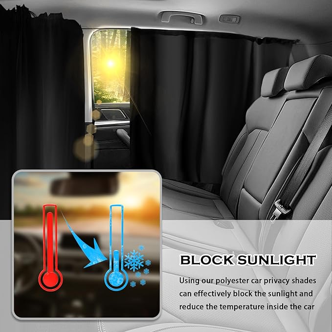 3PCS Larger Size Car Window Shades,Upgraded Car Curtains for Blocking Sunlight & Providing Privacy Protection,Essential Cars Privacy Curtains Includes Rear Window & Divider Curtain