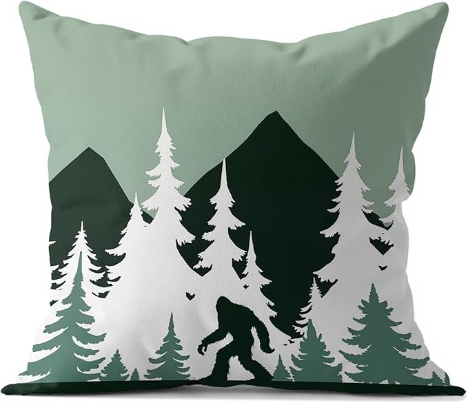Funny Bigfoot Sasquatch Forest Throw Pillow Covers,Camper Decor Pillowcase,Camping Camper Bigfoot Gifts for Women,Big Foot Sasquatch Gifts 01