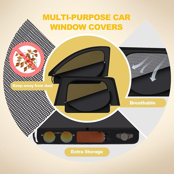 XCBYT RAV4 Window Sunshades for 2019-2025, Dual Layer Car Window Covers with Breathable Mesh & Blackout Cloth, 99% UV Protection Privacy Curtains for Car Camping, Sleeping & Rest (4 PCS)