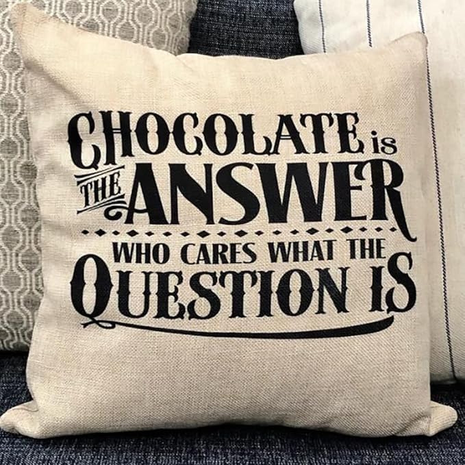 Chocolate is The Answer Pillow Cover 18x18 Inch Throw Pillowcases Invisible Zipper Square Color:Chocolate is The Answer