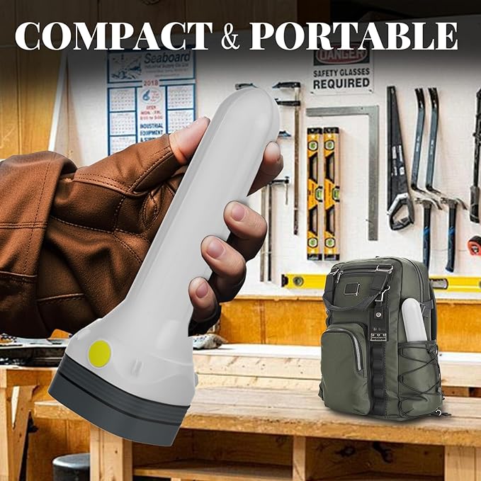 Rechargeable LED Flashlight High Lumens, 3-in-1 Flashlight with Spotlight Floodlight & Strobe, Super Bright Zoomable Tactical Flashlight Waterproof for Camping, Hiking, Emergency，Desk Lamp