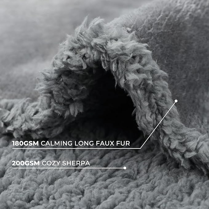 Luciphia Waterproof Bed Blanket Washable,Soft Sherpa Fleece Puppy Reversible Throw Blankets for Small Dog Cat,Furniture Cover Protector Couch Bed from Liquid Pee and Pet Fur, Light Grey, 40" x 28"