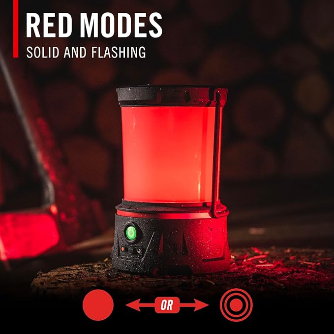 COAST EAL40R 2500 Lumen Rechargeable Emergency Camping Lantern with Red Flashing Mode, Carabiner, Diffuser, Foldeable Handle, Moonglow™ Low Mode, Illuminated Power Button, USB-C Power Bank