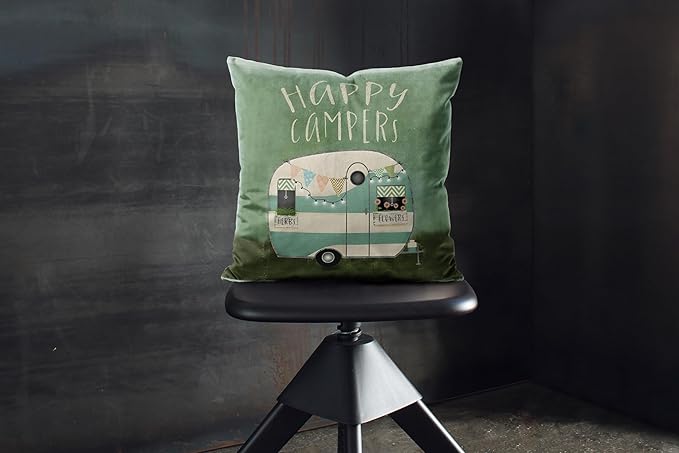 Happy Camper Decor，Camping Pillows Pillow Covers Gifts18x18,Camping Decor for Camper Decor
