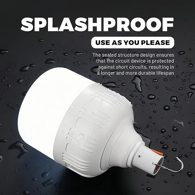 LED Camping Light, 800 lumens, Powered by Rechargeable Batteries, White Portable Pendant Lights, Waterproof (2.2IN-1)