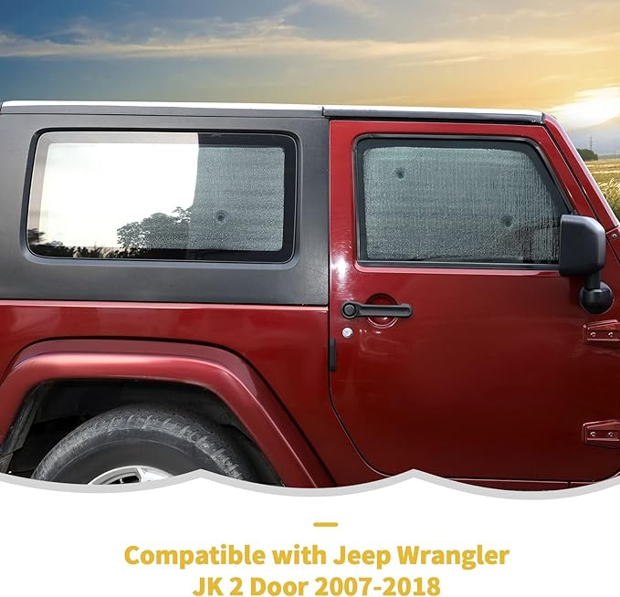 Windshield Sunshade Sun Shade Heat Shield Window Sun Visor Mat for Jeep Wrangler JK 2 Door 2007-2018,6PCS