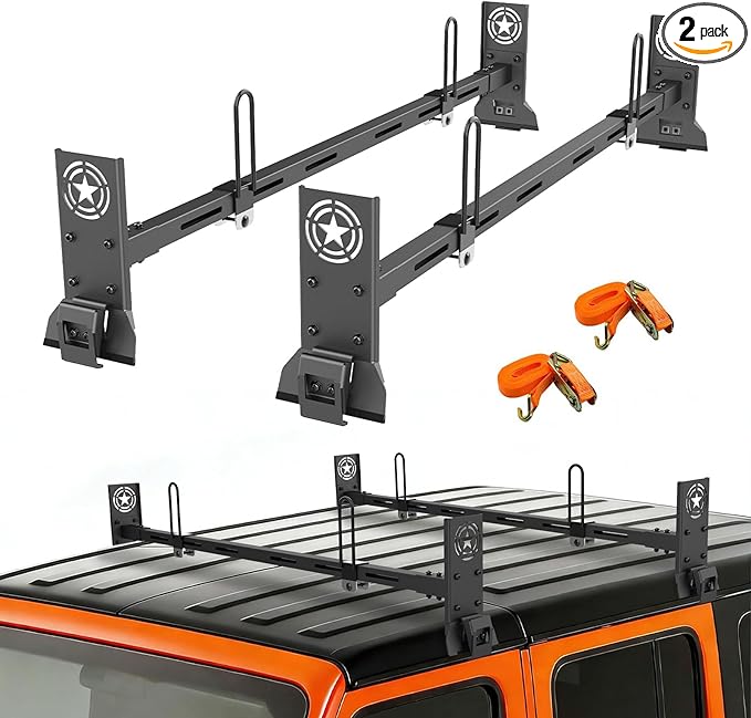 420 LBS Roof Rack Cross Bars,Roof Rail Crossbars Fit for Jeep Wrangler 2007-2024 JK JL Gladiator JT, 2/4 Door Hardtop, Rooftop Cargo Bag Kayak Bike Carrier