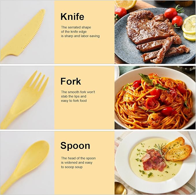 Knives Spoons and Forks Set, Portable Cutlery Set, Reusable Flatware Set for 10, Utensils for Party, Travel, Work, Picnic, Camping or Daily Use