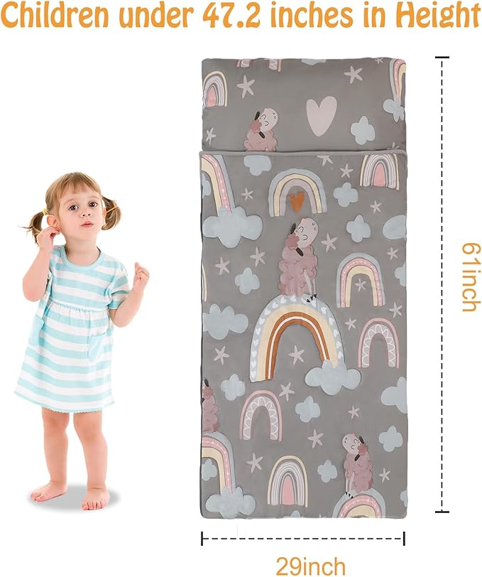 Kids Sleeping Bag, Sleeping Bags for Boys & Girls, Large Kids Sleeping Bag with Pillow, SlumberSoft Slumber Bags, Child Sleeping Bags for Travel Naps and Sleepovers,63" x 30"