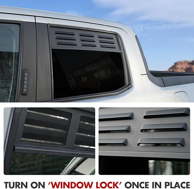 Mabett Rear Window Vents for Ford Maverick 2022-2025 Accessories, Window Cover with Mesh Net for Outdoor Camping Dog Travel Ride(2 Pcs for Rear Window)