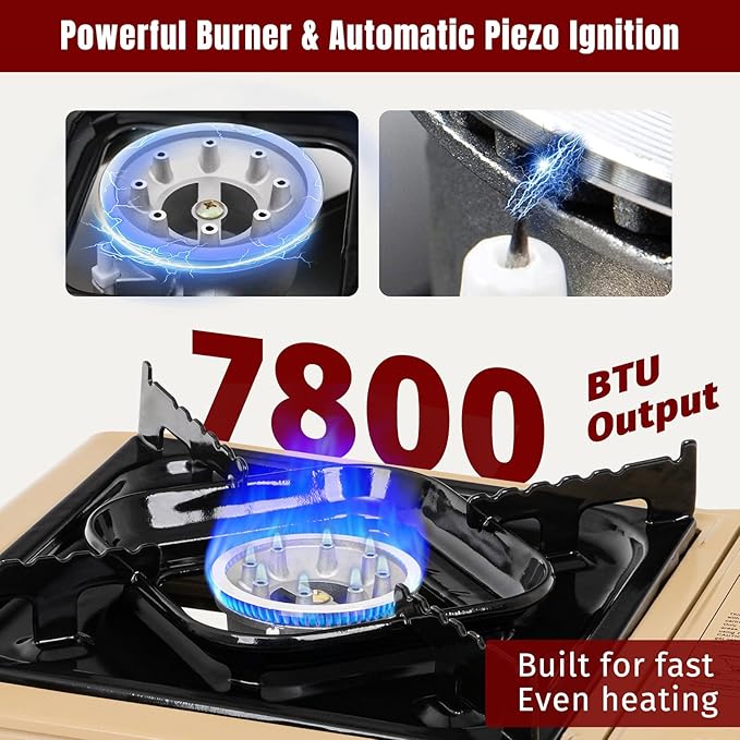 SHINESTAR Dual Fuel Camping Stove with Butane & Propane Compatibility, Portable Stove for Outdoor Cooking, Propane Adapter Hose, Wind Guard and Carrying Case Included (Fuel Not Included)