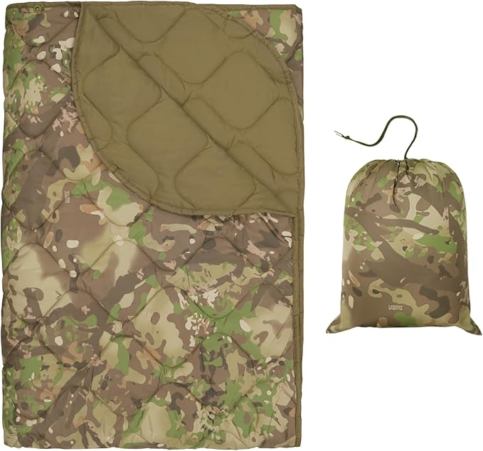 LOOGU Camo Blanket Waterproof Insulation Poncho Liner for Outdoor Camping, Hiking, Hunting, Survival, Backpacking, Picnicking