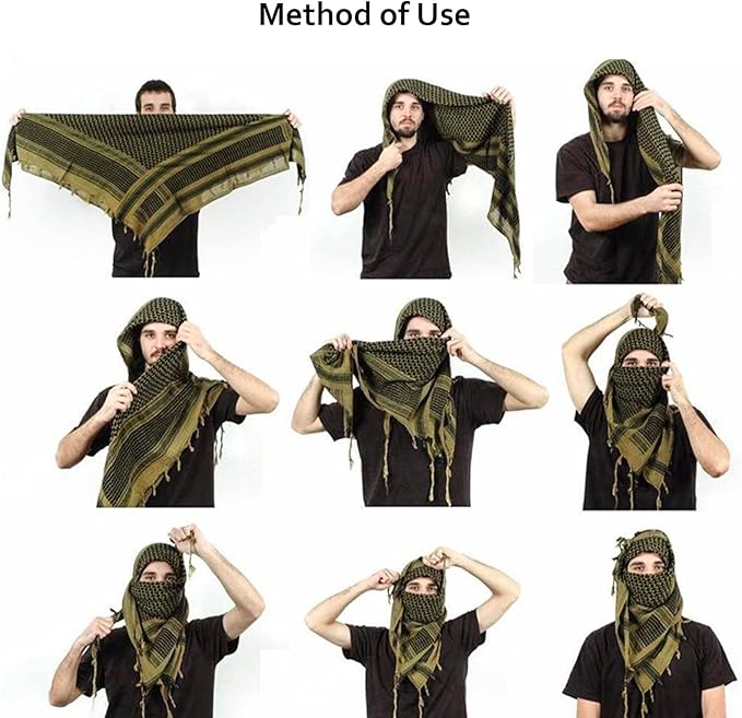 Ever Fairy Military Shemagh Tactical Desert Scarf Cotton Arab Keffiyeh Tactical Scarf Head Neck Face Wrap for Men Women