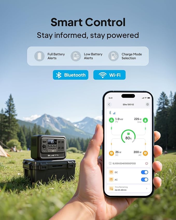 BLUETTI Elite 100 V2 Portable Power Station with Bag (Ship Separately), 1024Wh LFP Battery Backup w/ 4 1800W AC Outlets (3600W Surge), 35% Smaller, Solar Generator for Camping, Outages, and UPS Backup
