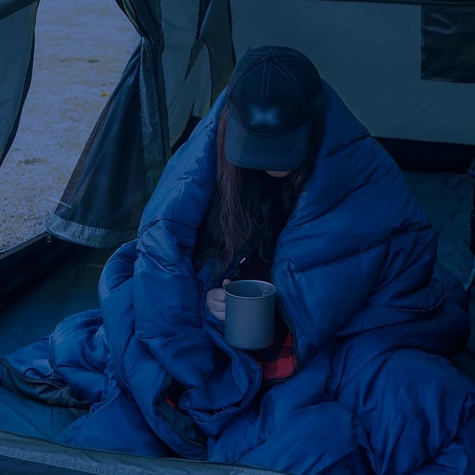 REDCAMP Flannel Sleeping Bag for Adults, Comfortable Cotton Sleeping Bags for Camping with Detachable Hood, Red/Grey/Blue/Black