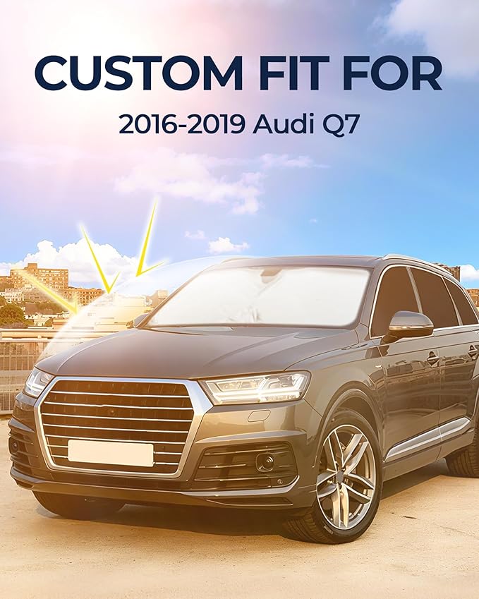for Audi Q7 2016-2019 Car Window Shades, 8pcs Privacy Sun Shade Set for Front Windshield Side and Rear Windows, Full Window Covers Keeps Vehicle Cool for Camping Napping