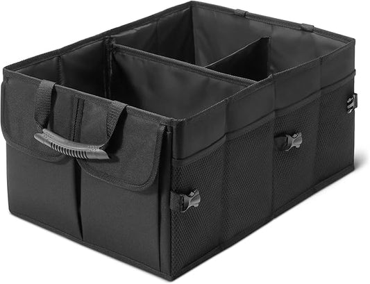 Amazon Basics Trunk Organizer for Car, MultiCompartment Car Storage, Foldable, 13.5 Gallon, Black