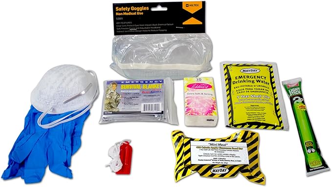 QuakeHOLD! Evacuation Essentials Plus Kit, Earthquake, Fire, Flood, Hurricane, Bug Out Bag, 5-Year Food, 5-Year Water, Emergency Preparedness Kit, Compact Survival Bag For Office, Home, Car, 1 Pack