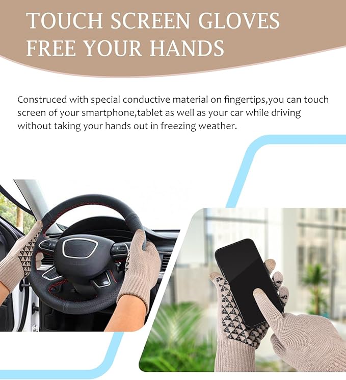 LCZTN Winter Beanie Hat and Touchscreen Gloves Set for Men and Women,Beanie Gloves Set with Warm Knit Fleece Lined