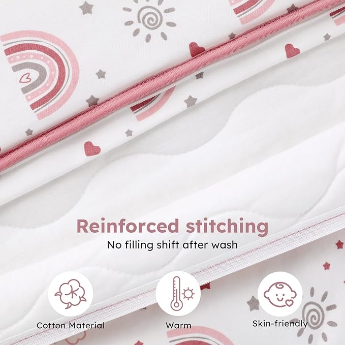 Baby Sleep Sack 12-18 Months, 2.5 TOG Cotton Winter Baby Wearable Blanket with 2-Way Zipper, Warm Soft Sleeping Bag for Toddler Boy Girl, Large Rainbow