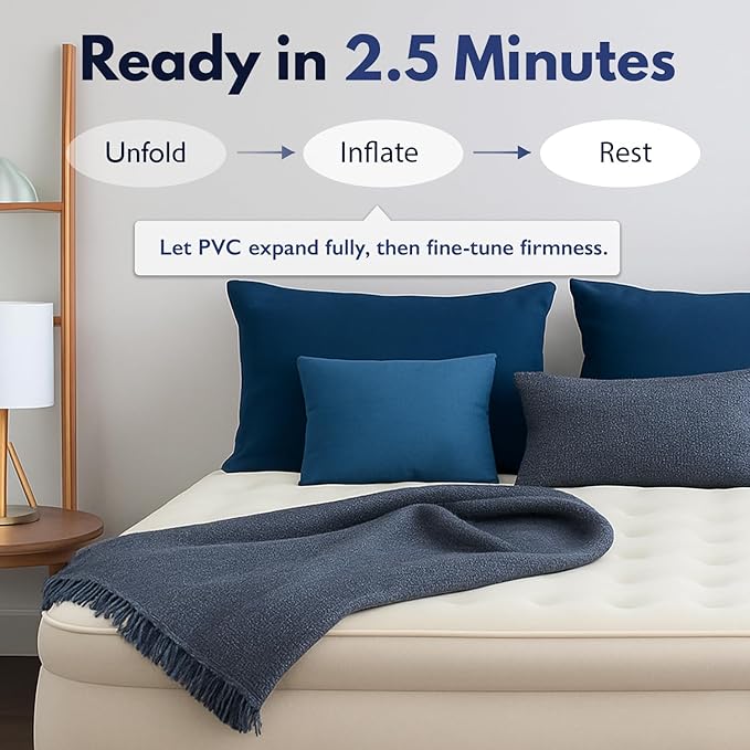 King Koil Luxury California King Air Mattress with Built-in Pump for Home, Camping & Guests - 20” King Size Inflatable Airbed Luxury Double High Adjustable Blow Up Mattress, Durable Waterproof