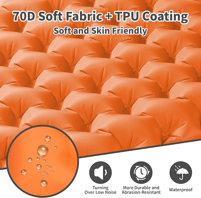 Sleeping Pad for Camping - 4” Thick Inflatable Camping Mat with Built-in Pump & Pillow, Ultralight Self Inflating Camping pad, Backpacking Sleeping Mat for Hiking, Tent, Traveling
