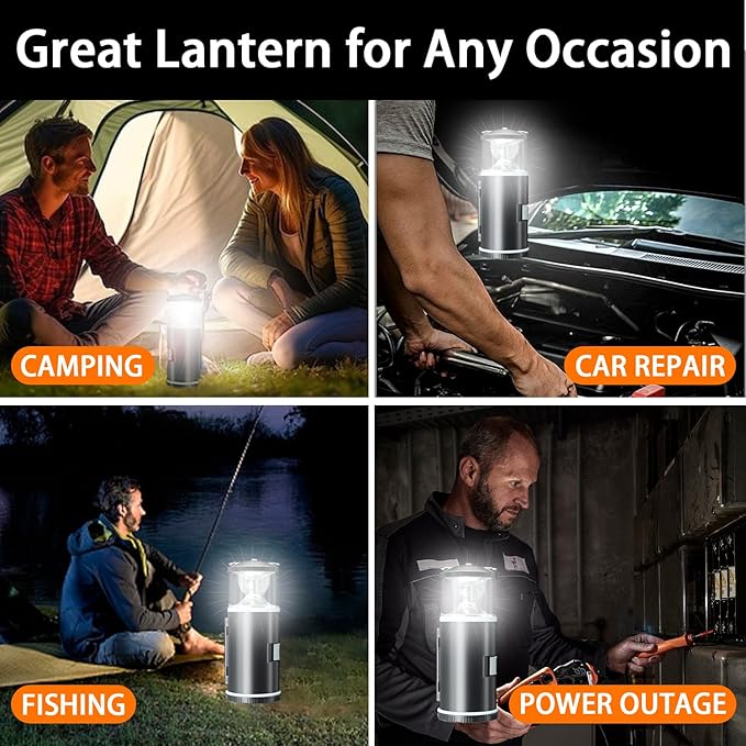 LED Camping Lantern with 15PCS Car Tool Kit, Survival Gear Hiking, Portable Emergency Set Kit with Screwdriver Set Kit Tool, Fishing Gear for Outdoors, Men/Dad Birthday Gift(AA Batteries Not Included)