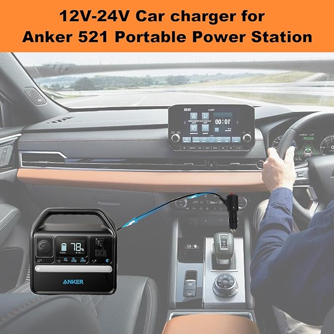 65W Power Adapter with 65W Car Charger for Anker Portable Power Station A1720, Anker 521/523/533, A1730/A1731, Powerhouse II 300 (256Wh/288Wh/389Wh), and 300W/200W Solar Power Station