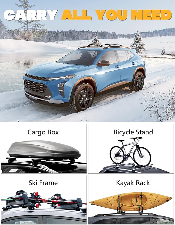 Tuyoung 300lbs All Aluminum Roof Rack Cross Bars Compatible with Chevy Trax 2023-2026 2RS ACTIV LT Chevrolet, Lockable Heavy Duty Roof Rails Crossbars Luggage Cargo Carrier Rooftop Accessories
